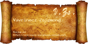 Vavrinecz Zsigmond névjegykártya